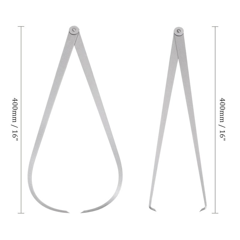 Kozelo Firm Joint Inside Outside Caliper Set - [16 Inch] Stainless Metal Firm Friction Joint Measurement Tool for Size Measuring Use, Silver Tone - Image 3